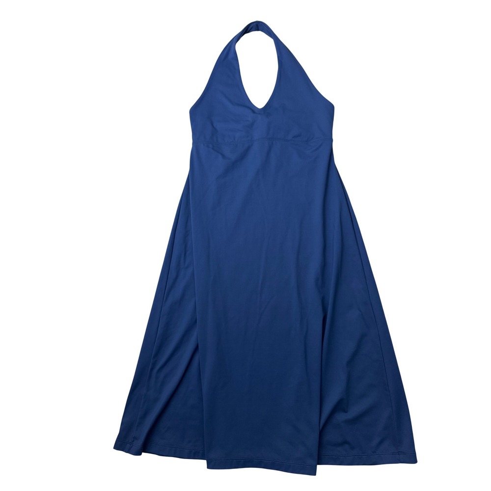 Patagonia Morning Glory Halter Dress L Blue Open Tie Back Travel Athletic